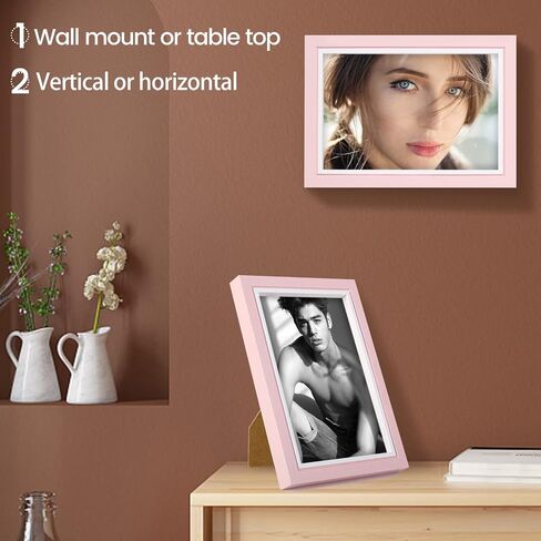 LBECUA 4x6 Picture Frame Set of 4, Pink Picture Frames with HD Plexiglass Display Photo 4x6, Horizontal and Vertical for Wall and Tabletop in Saudi Arabia