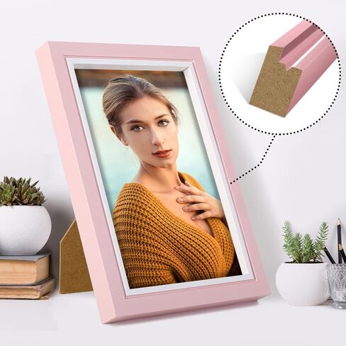 LBECUA 4x6 Picture Frame Set of 4, Pink Picture Frames with HD Plexiglass Display Photo 4x6, Horizontal and Vertical for Wall and Tabletop in Saudi Arabia