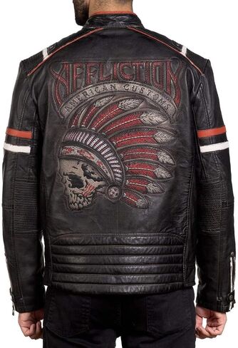 Affliction Men's Leather Jacket Limited American Customs Dakota in Saudi Arabia