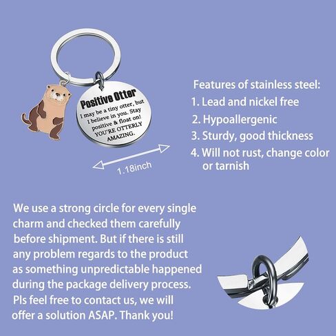 TIIMG I Believe In You Stay Positive & Float On You’re Otterly Amazing Gift Otter Lover Encourage Gifts Keychain in Kuwait