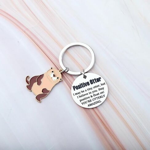 TIIMG I Believe In You Stay Positive & Float On You’re Otterly Amazing Gift Otter Lover Encourage Gifts Keychain in Kuwait