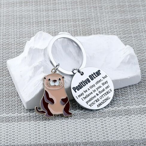 TIIMG I Believe In You Stay Positive & Float On You’re Otterly Amazing Gift Otter Lover Encourage Gifts Keychain in Kuwait