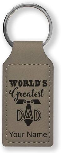 LaserGram Rectangle Keychain, World's Greatest Dad, Personalized Engraving Included in Kuwait