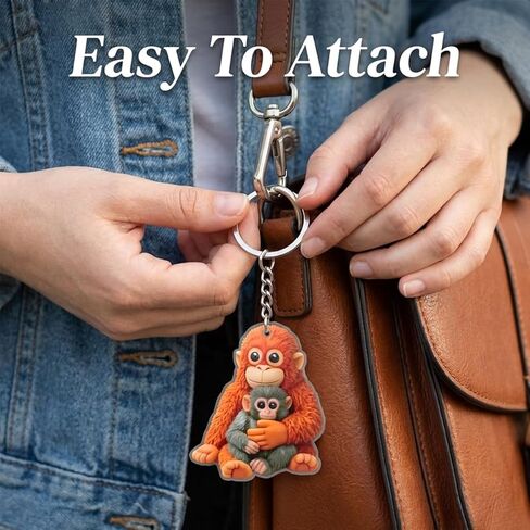 Protect Punch The Monkey Keychain, 3D Hugging Monkey Keychain, Plush Toy Holding Monkey Key Ring, Meaningful Bag Charm for Backpack Purse Car Keys, Encouragement Gift for Friends Family Kids3PCS in Kuwait