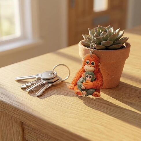 Protect Punch The Monkey Keychain, 3D Hugging Monkey Keychain, Plush Toy Holding Monkey Key Ring, Meaningful Bag Charm for Backpack Purse Car Keys, Encouragement Gift for Friends Family Kids3PCS in Kuwait
