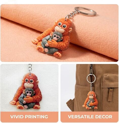 Protect Punch The Monkey Keychain, 3D Hugging Monkey Keychain, Plush Toy Holding Monkey Key Ring, Meaningful Bag Charm for Backpack Purse Car Keys, Encouragement Gift for Friends Family Kids3PCS in Kuwait