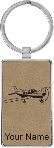 LaserGram Rectangle Keychain, Low Wing Airplane, Personalized Engraving Included (Metal Frame) in Kuwait