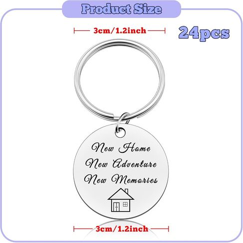 24 Pcs New Home Gift Keychain Housewarming Gift for New Homeowners First Home Gift Keychain Moving In Gift for Couple New Home Owners New House Gift Keychain Real Estate Gifts Housewarming Keychain in Kuwait