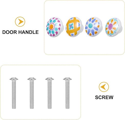 balacoo 4pcs Ceramic Wardrobe Door Handles Cartoon Single Hole Round Drawer Pulls Cute Cabinet Hardware for ’ Room Furniture Decor in Kuwait