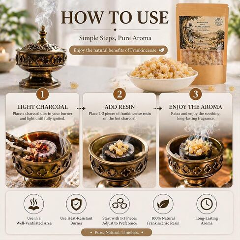 Somali Frankincense Resin Tears, Premium Natural Resin Incense for Meditation, Aromatherapy, Spiritual Rituals & Home Fragrance, Pure Frankincense Resin (30g / 130g Options (130) in Kuwait