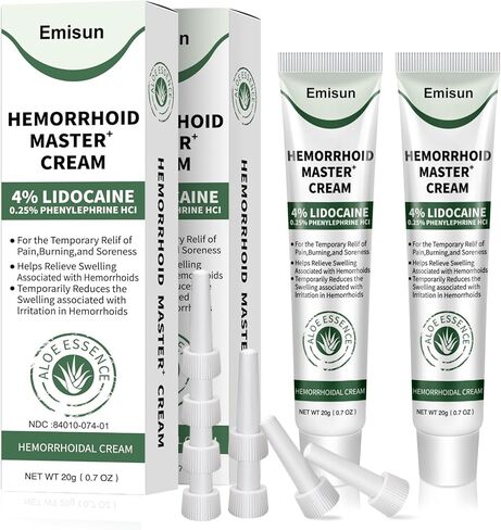 Hemorrhoid & Fissure Ointment, Hemorrhoid Treatment and Hemorrhoid Cream with Lidocaine 4% and Phenylephrine HCI for Fast Relief of Pain, Swelling, Itching, Burning, Hemorrhoidal treatment, 2 Pack-IO in Saudi Arabia