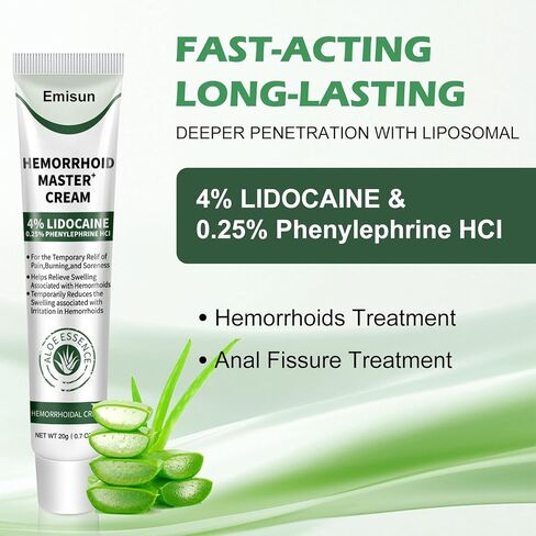 Hemorrhoid & Fissure Ointment, Hemorrhoid Treatment and Hemorrhoid Cream with Lidocaine 4% and Phenylephrine HCI for Fast Relief of Pain, Swelling, Itching, Burning, Hemorrhoidal treatment, 2 Pack-IO in Saudi Arabia