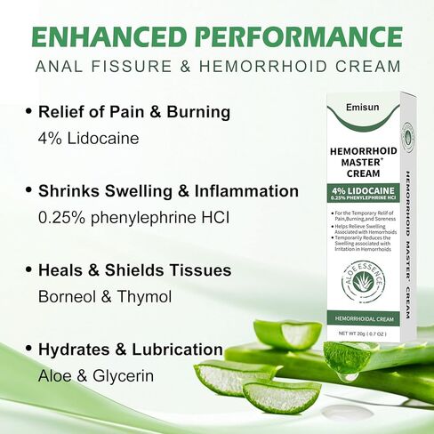 Hemorrhoid & Fissure Ointment, Hemorrhoid Treatment and Hemorrhoid Cream with Lidocaine 4% and Phenylephrine HCI for Fast Relief of Pain, Swelling, Itching, Burning, Hemorrhoidal treatment, 2 Pack-IO in Saudi Arabia