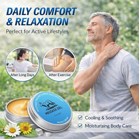 Nerve Relief Cream, Neuro Magnesium Support Balm for Nerve & Joint Support, Cooling Herbal Balm with Magnesium, Arnica, Menthol & Chamomile, Soothing Muscle & Joint Massage Cream (1 pc) in Kuwait