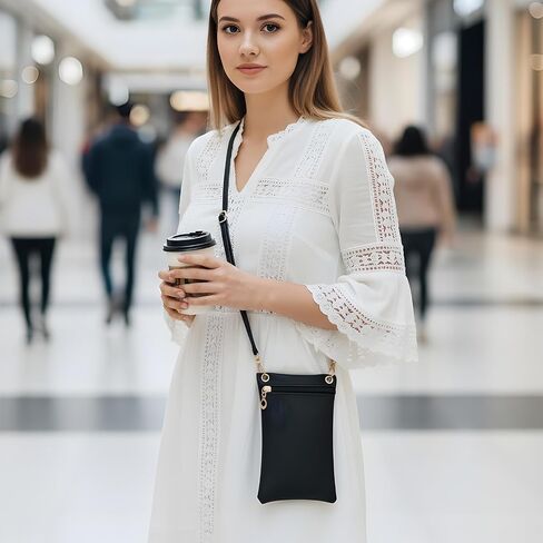 Hecila Crossbody Phone Bag for Women PU Leather Phone Bags Crossbody Purse Bag Small Shoulder Bags Mini Cellphone Wallet Purses Adjustable Shoulder Strap RFID Phones Case Wallet for Travel Shopping in Kuwait