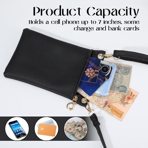 Hecila Crossbody Phone Bag for Women PU Leather Phone Bags Crossbody Purse Bag Small Shoulder Bags Mini Cellphone Wallet Purses Adjustable Shoulder Strap RFID Phones Case Wallet for Travel Shopping in Kuwait