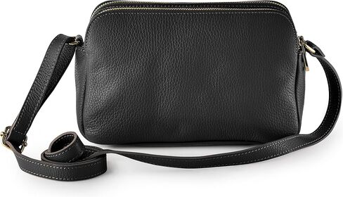 Baroncelli Leather Crossbody Bag Made in Italy and Wallets for women Size Medium (Black) bundle in Kuwait