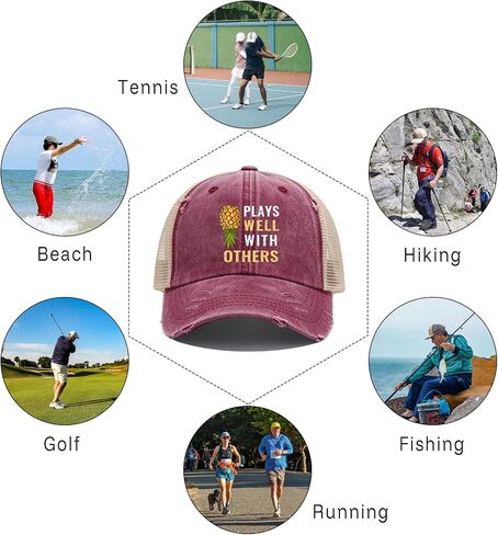 Mesh-Back Washed Cotton Ponytail Baseball Cap for Women Sunflower Dad Sun Hat with Ponytail Hole in Kuwait