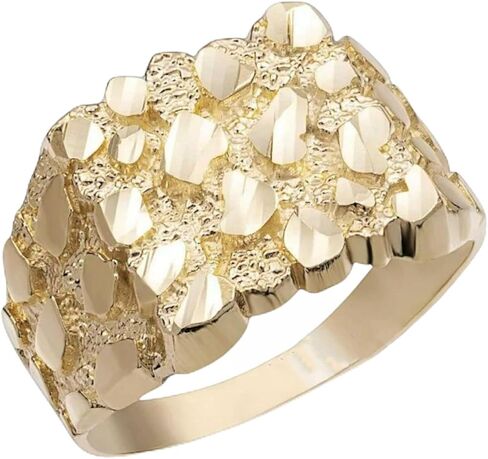 HIGH-END 14K GOLD PLATED BRASS GOLDEN NUGGET DESIGN MEN'S PINKY RING HIP HOP RAPPER STYLE LUXURY SIZE 8/9 /10/11 / 12 in Saudi Arabia