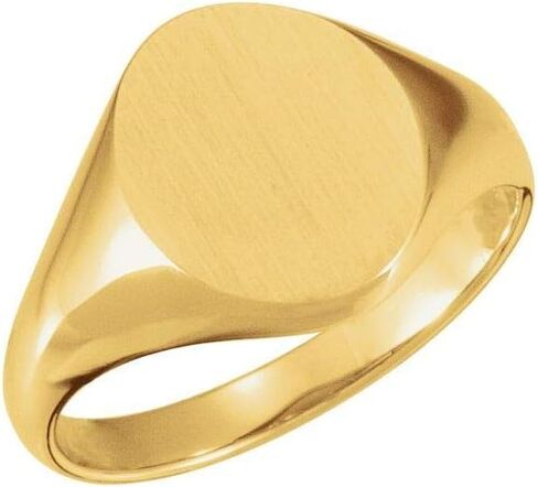 Sonia Jewels Solid 14k Yellow Gold 11x9.5mm Oval Engravable Signet Ring Band in Kuwait