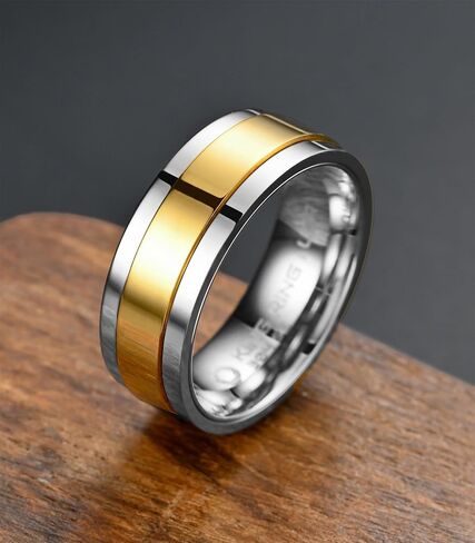 King Ring 8mm Ultra Polished Spinner Rings – Premium Shiny Flat Stainless Steel Fidget Rings for Men & Women – Designed in USA in Saudi Arabia