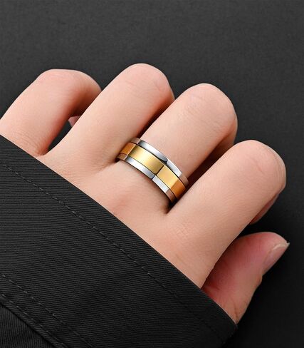 King Ring 8mm Ultra Polished Spinner Rings – Premium Shiny Flat Stainless Steel Fidget Rings for Men & Women – Designed in USA in Saudi Arabia