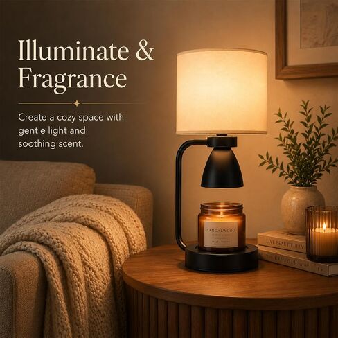 2-in-1 Table Lamp & Candle Warmer Lamp - Bedside Lamps with Timer for Bedroom Living Room, 16 Million Color Dimmable (Remote/App Control), Fragrance Lamp, Stylish Home Decor Ideal Gifts for Women in Kuwait