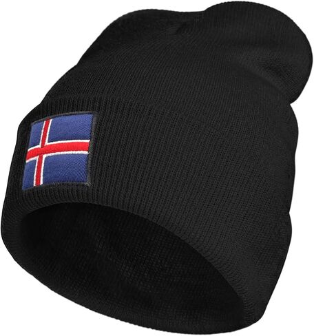 Flag of Iceland Beanie Hat for Men Women Winter Warm Beanie Hats Stretch Skull Knit Hat Cap Black in Saudi Arabia
