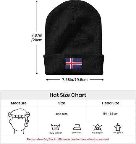 Flag of Iceland Beanie Hat for Men Women Winter Warm Beanie Hats Stretch Skull Knit Hat Cap Black in Saudi Arabia