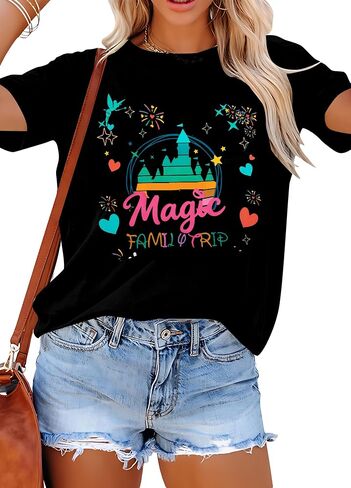 Magical Shirt Women Family Vacation Tshirt Funny Summer Family Trip Shirts Short Sleeve Tops in Saudi Arabia