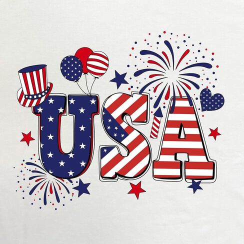 4th of July Shirts Women Plus Size:USA Color-Blocking Short-Sleeve American Flag Crew Neck Graphic T-Shirt in Saudi Arabia