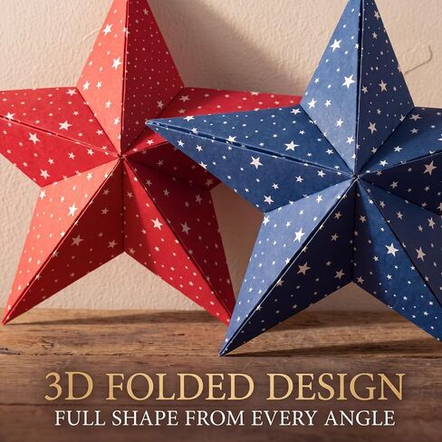10 ft 3D 18'' Large Patriotic Paper Stars Hanging Decoration 4th of July Star Garland Decor Red White Blue Hanging Banner Decoration for 250th Anniversary Independence Day Party Porch in Saudi Arabia