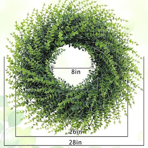 26''Large Artificial Boxwood Wreath for Front Door, All Year Round Greenery Wreath Home Decor Artificial Spring Summer Greenery Hanging for Wall Farmhouse Wedding Indoor Outdoor Decor(Include Ribbon) in Saudi Arabia