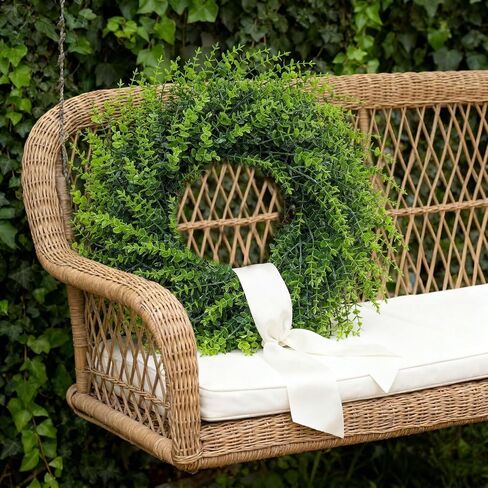 26''Large Artificial Boxwood Wreath for Front Door, All Year Round Greenery Wreath Home Decor Artificial Spring Summer Greenery Hanging for Wall Farmhouse Wedding Indoor Outdoor Decor(Include Ribbon) in Saudi Arabia