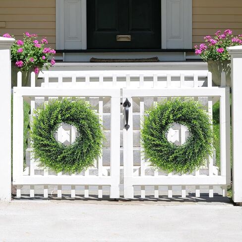 26''Large Artificial Boxwood Wreath for Front Door, All Year Round Greenery Wreath Home Decor Artificial Spring Summer Greenery Hanging for Wall Farmhouse Wedding Indoor Outdoor Decor(Include Ribbon) in Saudi Arabia