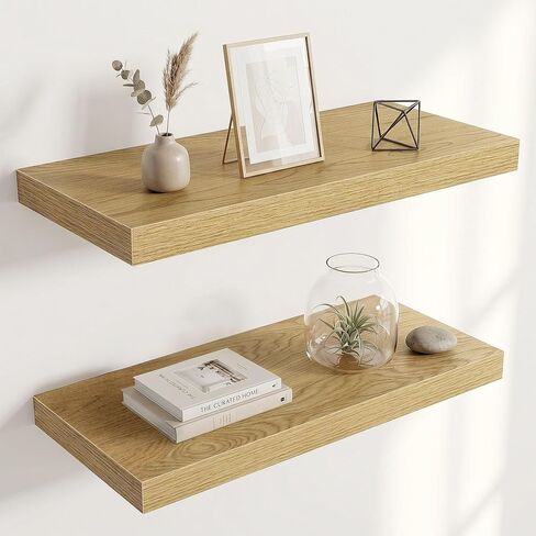 Acovy 10" Extra Deep Floating Shelves for Wall, 24" Long Wood Wall Shelves Set of 2 for Bathroom Bedroom Kitchen Living Room Laundry Room, Modern Floating Shelf for Home Decor in Saudi Arabia