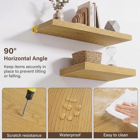 Acovy 10" Extra Deep Floating Shelves for Wall, 24" Long Wood Wall Shelves Set of 2 for Bathroom Bedroom Kitchen Living Room Laundry Room, Modern Floating Shelf for Home Decor in Saudi Arabia