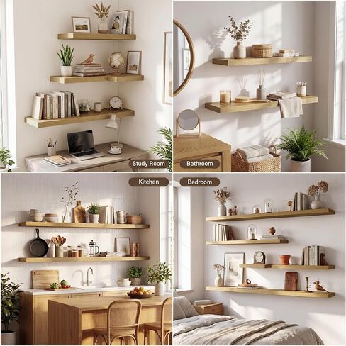 Acovy 10" Extra Deep Floating Shelves for Wall, 24" Long Wood Wall Shelves Set of 2 for Bathroom Bedroom Kitchen Living Room Laundry Room, Modern Floating Shelf for Home Decor in Saudi Arabia