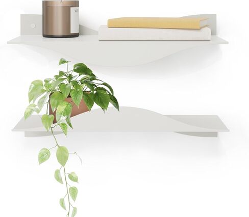 Umbra Surf Shelf Set of 2 – Black Metal Floating Shelves for Wall Storage & Décor, Modern Wave Design, 100% Steel, Holds 15 lbs. Each, Easy Installation Shelving for Bedroom, Living Room & Office in Kuwait