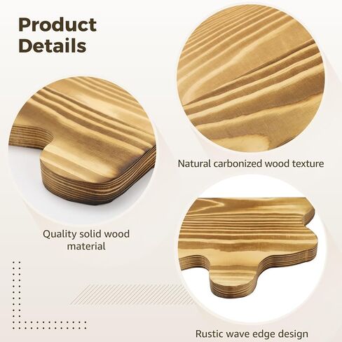 Wooden Floating Shelves, Rustic Wave Edge Wall Display Shelf Set of 3, Carbonized Pine Finish, Space-Saving Wall Mounted Storage Rack for Bathroom, Bedroom, Living Room, 3 Assorted Sizes in Saudi Arabia