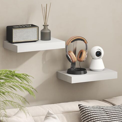 أرفف Furinno Tanna العائمة للجدار، أرفف حائط مقاس 9 × 9، مجموعة واحدة من الأرفف العائمة المثبتة على الحائط مع دعامة غير مرئية، بسُمك 2 بوصة، للحمام وغرفة المعيشة وغرفة النوم والمكتب المنزلي باللون الأبيض in Kuwait