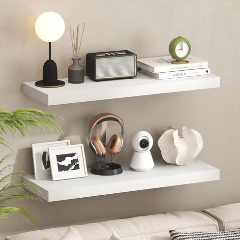 أرفف Furinno Tanna العائمة للجدار، أرفف حائط مقاس 9 × 9، مجموعة واحدة من الأرفف العائمة المثبتة على الحائط مع دعامة غير مرئية، بسُمك 2 بوصة، للحمام وغرفة المعيشة وغرفة النوم والمكتب المنزلي باللون الأبيض in Kuwait