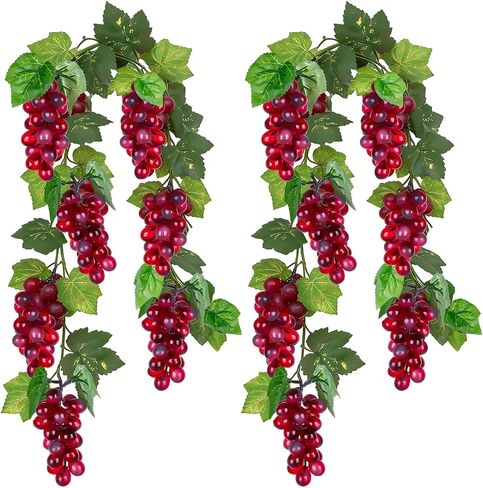 6.6FT Artificial Grape Vine Leaf Garland Plant with 7 Strings Grapes, Fake Artificial Greenery Garlands Hanging Leaves for Wedding Party Store Home Indoor Outdoor Garden Spring Decor in Saudi Arabia