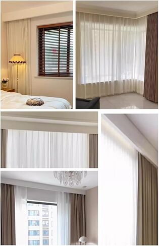 Aluminum Cornice Board for Drapery, Ceiling-Mounted Blackout CurtainPelmet Panel, 13.1ft Length, Stylish White Design for Living Room Décor in Kuwait