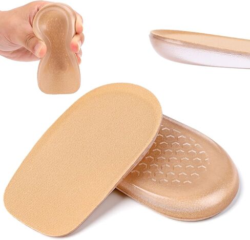 1/2 Inch Heel Lifts, Gel Heel Raisers for Leg Length Discrepancies Brown Foot Height Increase Insoles Soft Shoe Lifts for Women Men Uneven Legs Comfort Half Foot Insoles for Heels Pain, 1 Pair in Kuwait