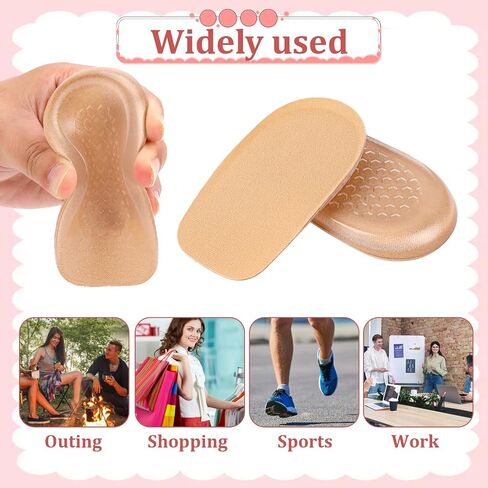 1/2 Inch Heel Lifts, Gel Heel Raisers for Leg Length Discrepancies Brown Foot Height Increase Insoles Soft Shoe Lifts for Women Men Uneven Legs Comfort Half Foot Insoles for Heels Pain, 1 Pair in Kuwait