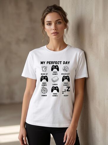 Red, Breathable, Casual Gamer Graphic,Short Sleeve, T-Shirt in Kuwait