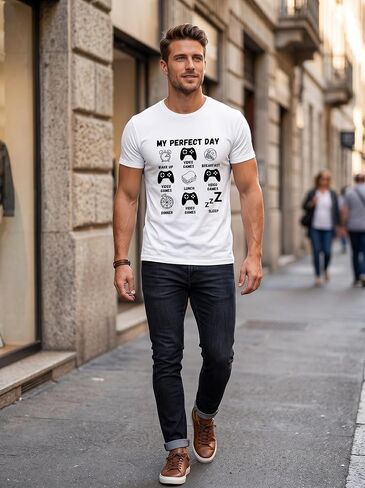 Red, Breathable, Casual Gamer Graphic,Short Sleeve, T-Shirt in Kuwait