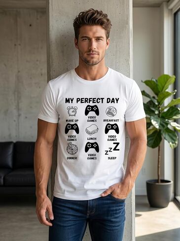 Red, Breathable, Casual Gamer Graphic,Short Sleeve, T-Shirt in Kuwait
