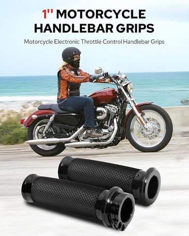 مقابض يد سوداء من Benlari مقاس 1 بوصة مقابض مقود الدراجة النارية كابل خانق متوافق مع Harley Davidson Sportster Touring Dyna Softail 883 1200 in Kuwait